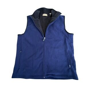 Men's Fleece Vest‎ Navy Blue Full Zip Casual Classics Size L